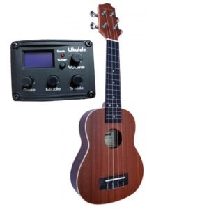 Egmond C380.100EQ Concert Ukulele with Sapele Wood, Black Binding, and Preamp