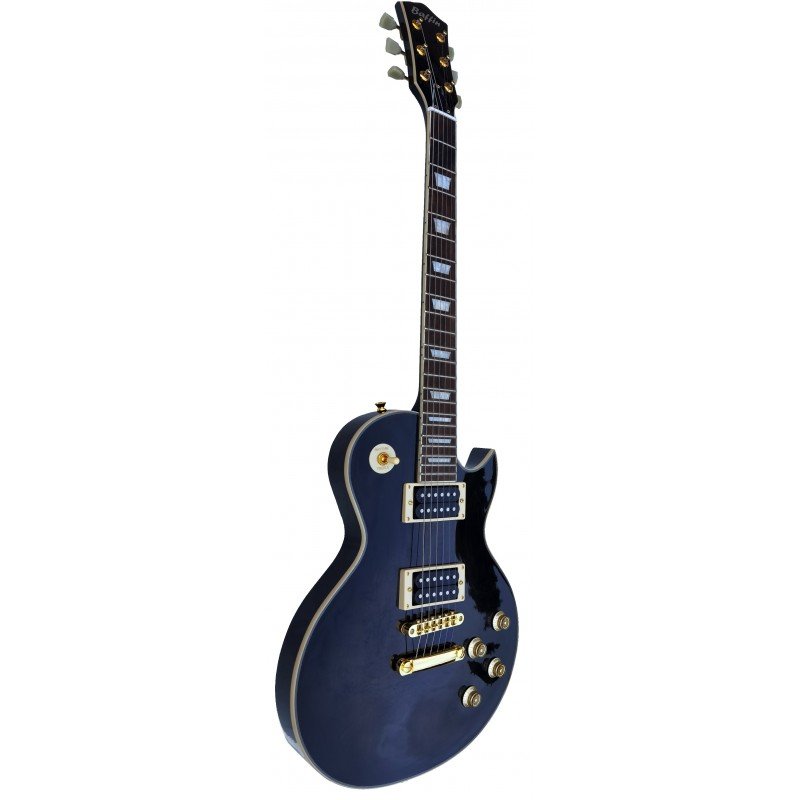 C350.606BK Egmond Les Paul Style Round Top Electric Guitar Black with Glued Neck and Korean Parts