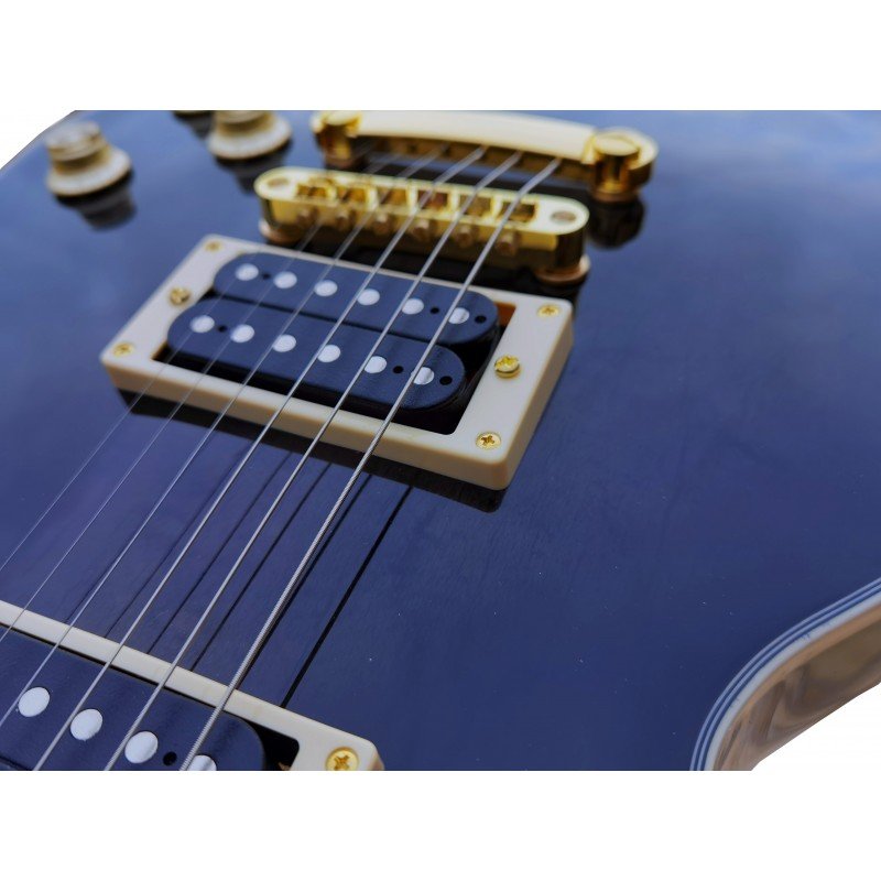 C350.606BK Egmond Les Paul Style Round Top Electric Guitar Black with Glued Neck and Korean Parts - Image 3