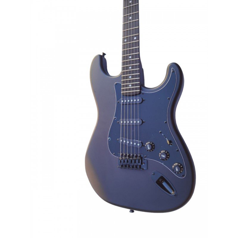 Egmond GS-821M Stratocaster Style Electric Guitar Matte Black Finish - Image 2