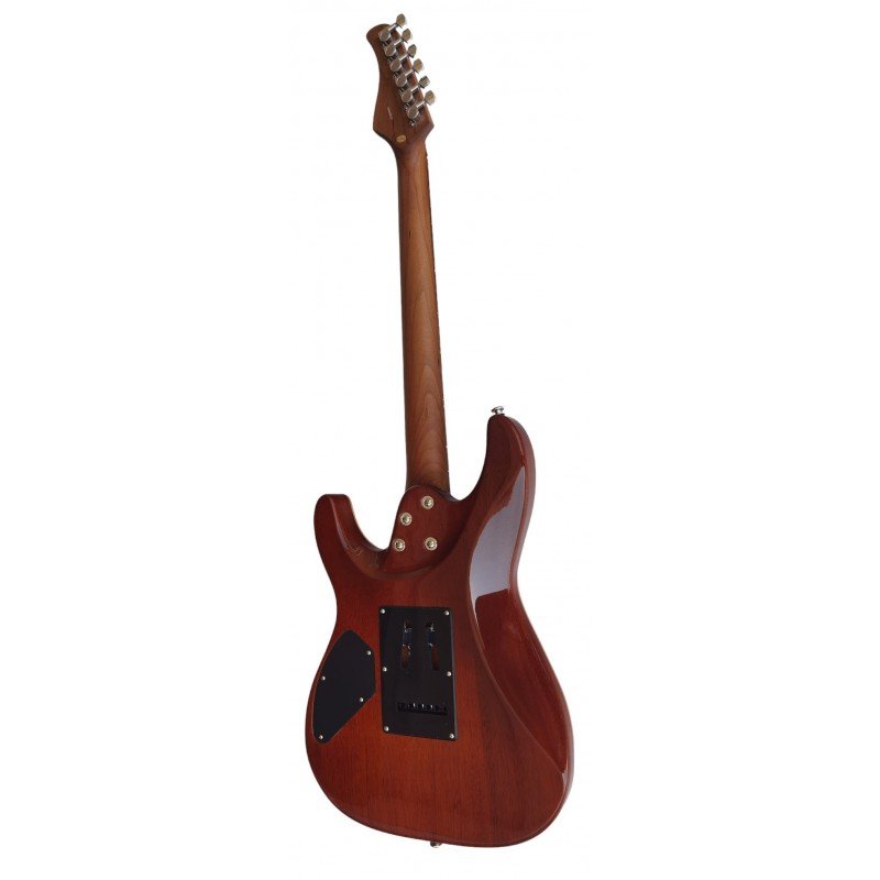 Egmond GSX-880B Superstrat Electric Guitar, Curly Maple, Blue - Image 3