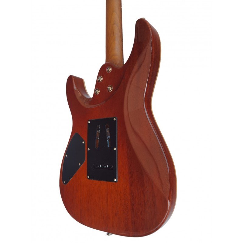 Egmond GSX-880B Superstrat Electric Guitar, Curly Maple, Blue - Image 6