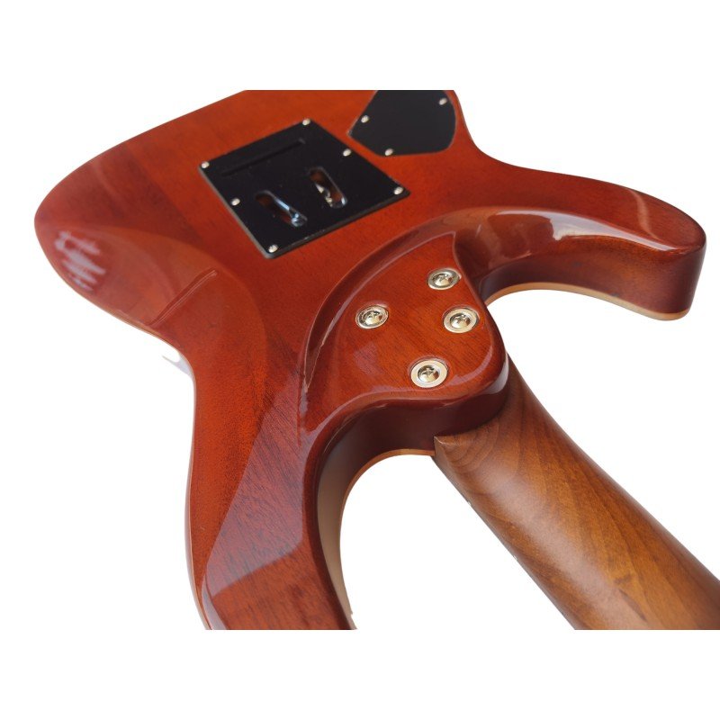 Egmond GSX-880B Superstrat Electric Guitar, Curly Maple, Blue - Image 7