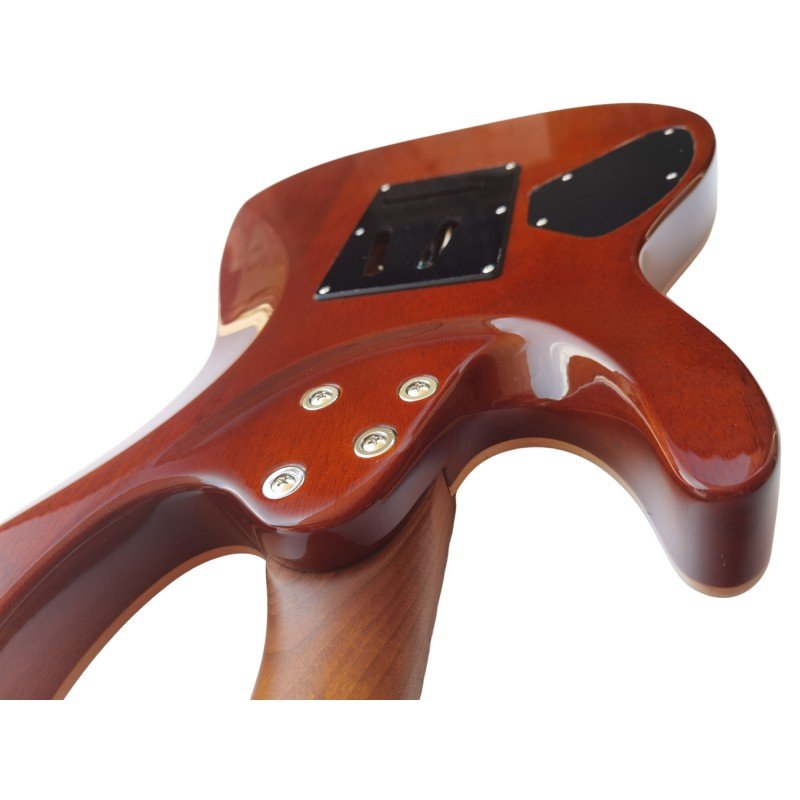 Egmond GSX-880B Superstrat Electric Guitar, Curly Maple, Blue - Image 8