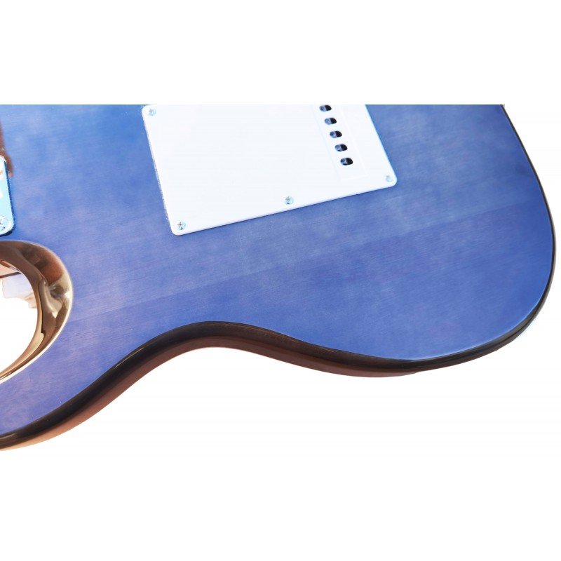 C350.380FBK Egmond Electric Guitar Stratocaster Style Translucent Black Color - Image 3